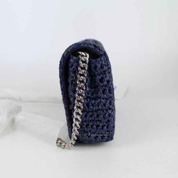 NEW STELLA MCCARTNEY Star Faux Raffia Chain Shoulder Bag - Picture 8 of 16